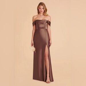Birdy Grey Mia Convertible Dress Size Small 
Shiny Satin Chocolate Brown